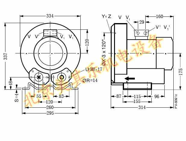  2GH510/三相2.2kw高壓鼓風機CAD圖